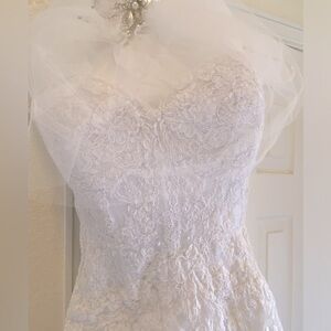 WToo Wedding Dress w/Cathedral length veil and hair piece (White)